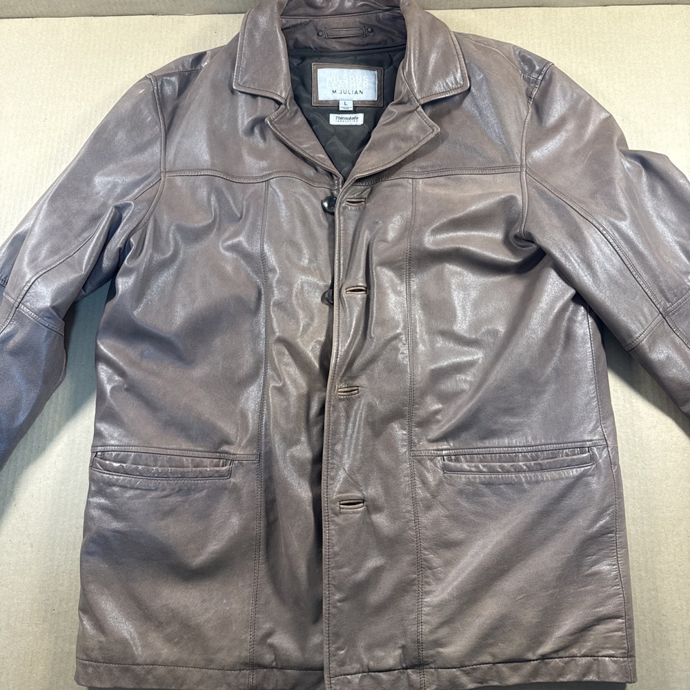 Wilsons Leather M. Julian Leather Jacket Men's Large Soft Brown Lined Coat